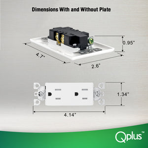 QPlus 15Amp Tamper Resistant Wall Outlet - UL Listed