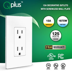 QPlus 15Amp Tamper Resistant Wall Outlet - UL Listed