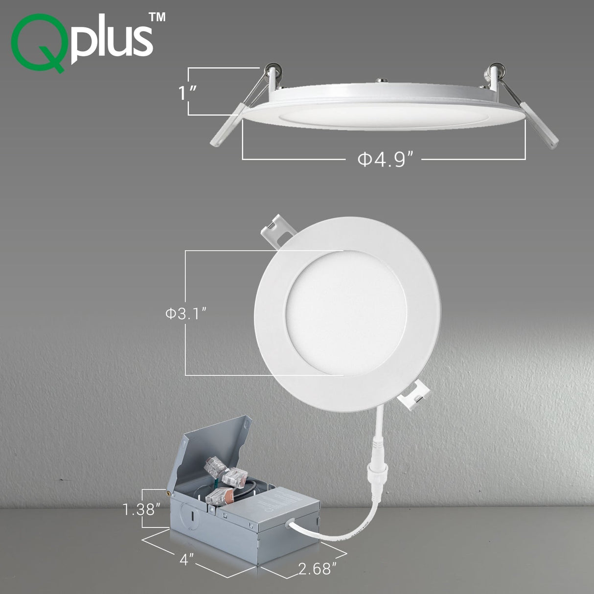 4 Inch Recessed LED Lighting, Slim, Single CCT, Black-Gold Trim