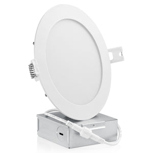 QPlus Spot LED encastrable fin de 15,2 cm avec boîte de jonction en métal, 13 W, 1050 lm, CCT unique, intensité variable, certifié Energy Star, homologué ETL, classé IC, emplacement humide, garantie de 5 ans