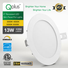 Load image into Gallery viewer, QPlus LED Recessed/Slim Airtight Pot Light, 6 Inch, 13W, 1050LM, Single CCT with The Metal Junction Box, Beam Angle 140°, Dimmable, Energy Star Certified, ETL Listed, IC-Rated, Damp Location, 5 Year Warranty, White Trim