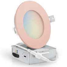 Charger l&#39;image dans la galerie, QPlus LED Recessed/Slim Airtight Pot Light, 4 Inch, 9W, 750LM, 5CCT(2700K/3000K/3500/4000K/5000K) with The Metal Junction Box, Beam Angle 140°, Twist Wire Connector, Dimmable, Energy Star Certified, ETL Listed, IC-Rated, Damp Location, 5 Year Warranty