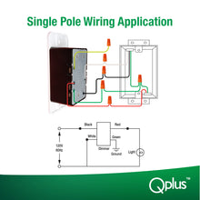 Load image into Gallery viewer, QPlus 3Way Smart Wifi Dimmer Switch - cUL &amp; FCC Certified (Digital Circuit) with Wall Plate
