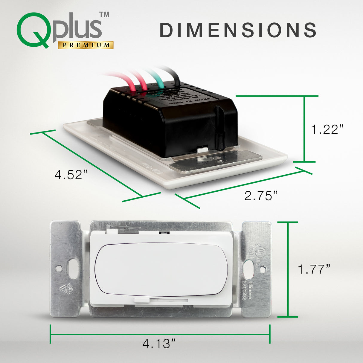 QPLUS Premium Triac Digital Dimmer, Dimmable Light Switch Compatible with Dimmable Halogen/Incandescent and CFL/LED Light Bulbs, Single Pole or 3-Way w/ Screw Plate