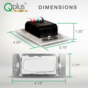 QPLUS Variateur numérique Triac Premium, interrupteur à intensité variable, compatible avec les ampoules halogènes/incandescentes et CFL/LED, unipolaire ou 3 voies avec plaque à vis