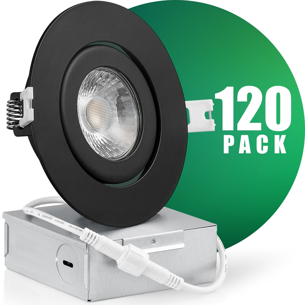 QPlus Lampe LED encastrable à cardan de 10,2 cm avec boîte de jonction en métal, 10 W, 750 lm, CCT simple, intensité variable, certifié Energy Star, répertorié ETL, classé IC, emplacement humide, garantie de 5 ans