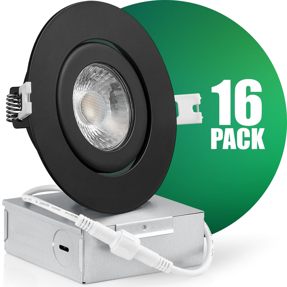 QPlus Lampe LED encastrable à cardan de 10,2 cm avec boîte de jonction en métal, 10 W, 750 lm, CCT simple, intensité variable, certifié Energy Star, répertorié ETL, classé IC, emplacement humide, garantie de 5 ans