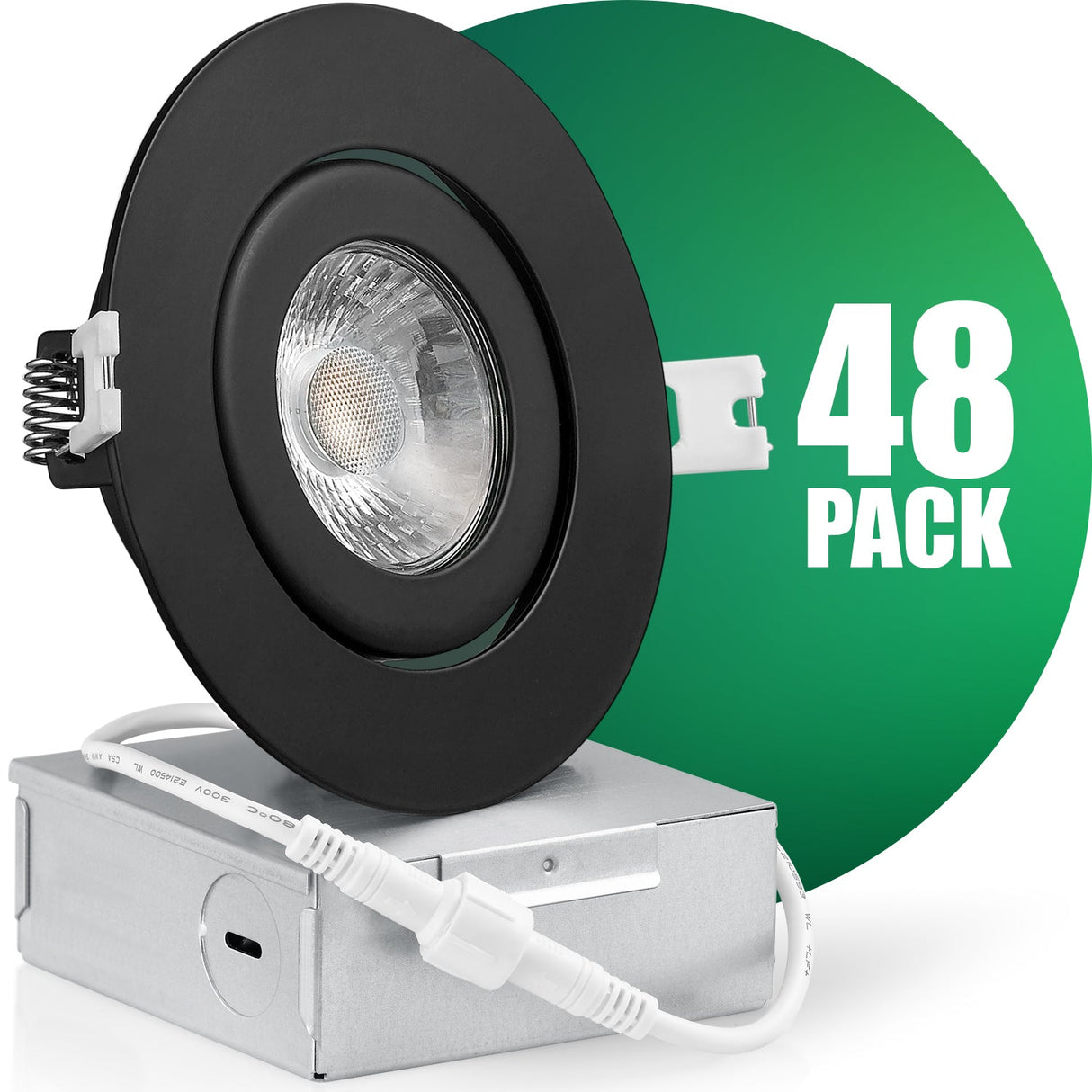 QPlus Lampe LED encastrable à cardan de 10,2 cm avec boîte de jonction en métal, 10 W, 750 lm, CCT simple, intensité variable, certifié Energy Star, répertorié ETL, classé IC, emplacement humide, garantie de 5 ans