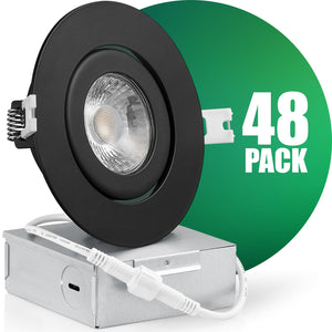 QPlus Lampe LED encastrable à cardan de 10,2 cm avec boîte de jonction en métal, 10 W, 750 lm, CCT simple, intensité variable, certifié Energy Star, répertorié ETL, classé IC, emplacement humide, garantie de 5 ans