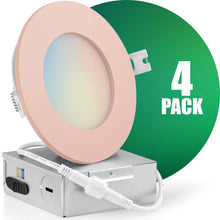 Load image into Gallery viewer, QPlus LED Recessed/Slim Airtight Pot Light, 4 Inch, 9W, 750LM, 5CCT(2700K/3000K/3500/4000K/5000K) with The Metal Junction Box, Beam Angle 140°, Twist Wire Connector, Dimmable, Energy Star Certified, ETL Listed, IC-Rated, Damp Location, 5 Year Warranty
