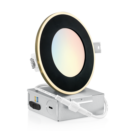 4 Inch Recessed LED Lighting, Slim, 5CCT Color Selectable, Wet Rated with EZ (4 port) Connector