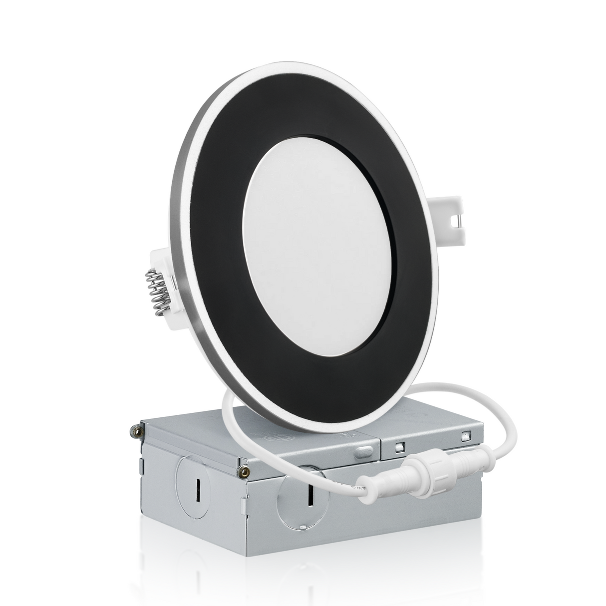 4 Inch Recessed LED Lighting, Slim, Single CCT, Black-Silver Trim