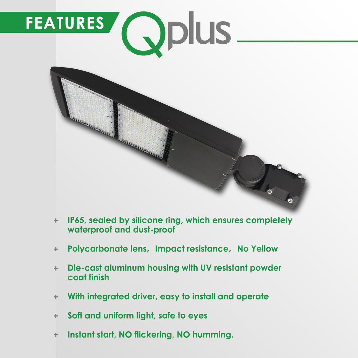 QPlus LED Parking Lot Shoebox Light Pole Fixture Daylight White 5000K