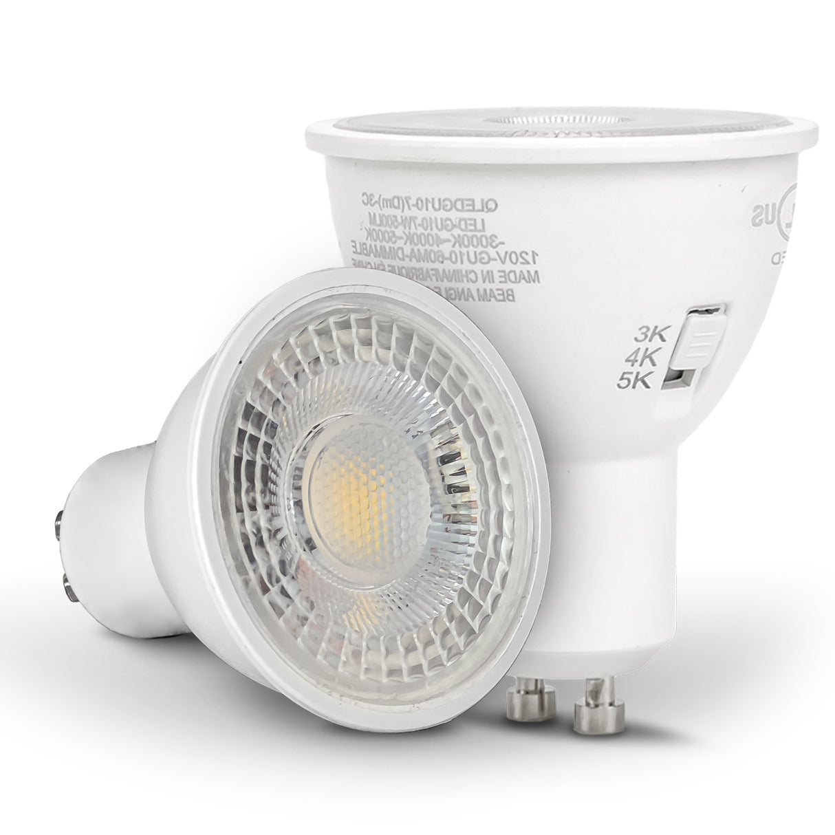 Ampoule LED QPlus GU10 sur rail, 7 W, 500 lm, 3 CCT (3 000 K/4 000 K/5 000 K), angle de faisceau 90°, intensité variable, certifié Energy Star, liste UL, garantie 3 ans 