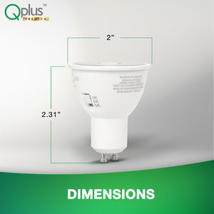 Ampoule LED QPlus GU10 sur rail, 7 W, 500 lm, 3 CCT (3 000 K/4 000 K/5 000 K), angle de faisceau 90°, intensité variable, certifié Energy Star, liste UL, garantie 3 ans 