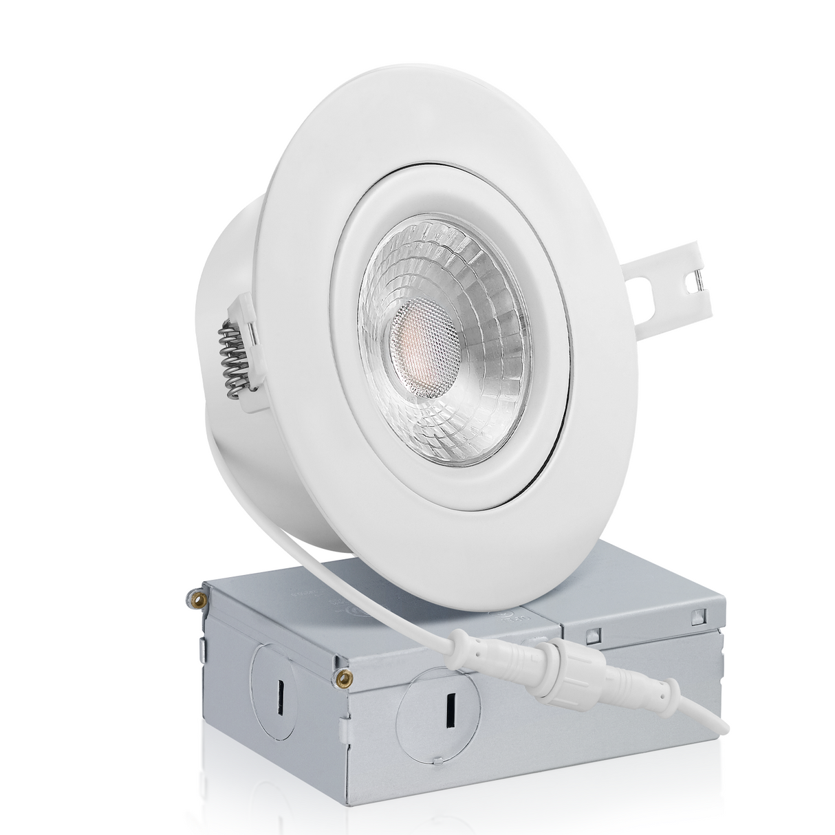 QPlus Lampe LED encastrable à cardan hermétique de 10,2 cm avec boîte de jonction en métal, espace étroit, 10 W, 750 lm, CCT unique, intensité variable, certifié Energy Star, répertorié ETL, classé IC, emplacement humide, garantie de 5 ans