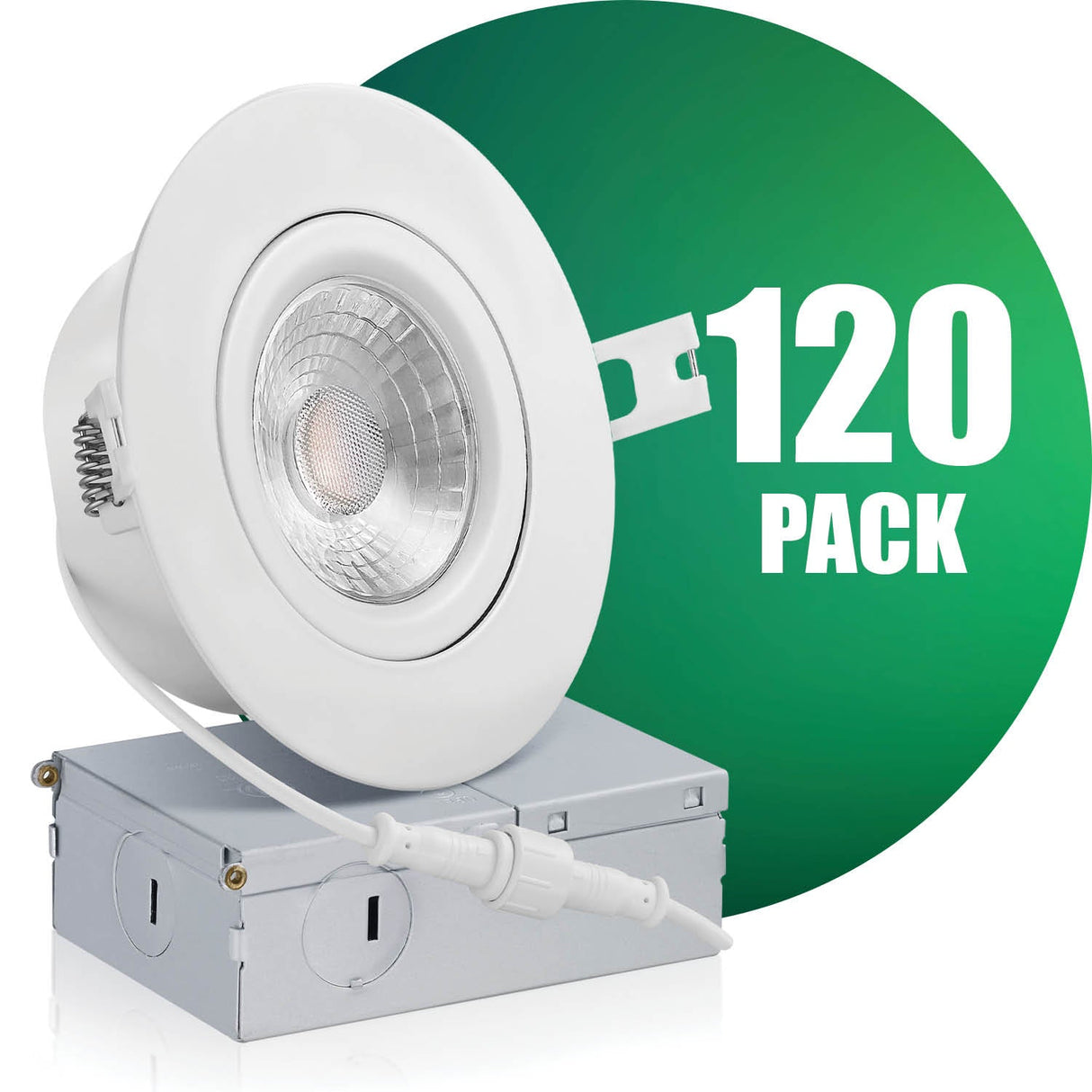 QPlus Lampe LED encastrable à cardan hermétique de 10,2 cm avec boîte de jonction en métal, espace étroit, 10 W, 750 lm, CCT unique, intensité variable, certifié Energy Star, répertorié ETL, classé IC, emplacement humide, garantie de 5 ans