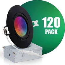 Load image into Gallery viewer, 4 Inch Narrow Gap Smart Recessed LED Lighting, Gimbal, RGB 16 Million Colors &amp; Tunable White (2700K-6500K), Wet Rated
