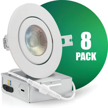 Load image into Gallery viewer, 4 Inch Recessed LED Lighting, Gimbal, 5CCT Color Selectable, Wet Rated, White Trim
