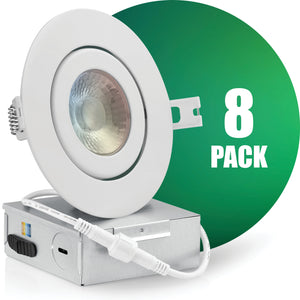 4 Inch Recessed LED Lighting, Gimbal, 5CCT Color Selectable, Wet Rated, White Trim