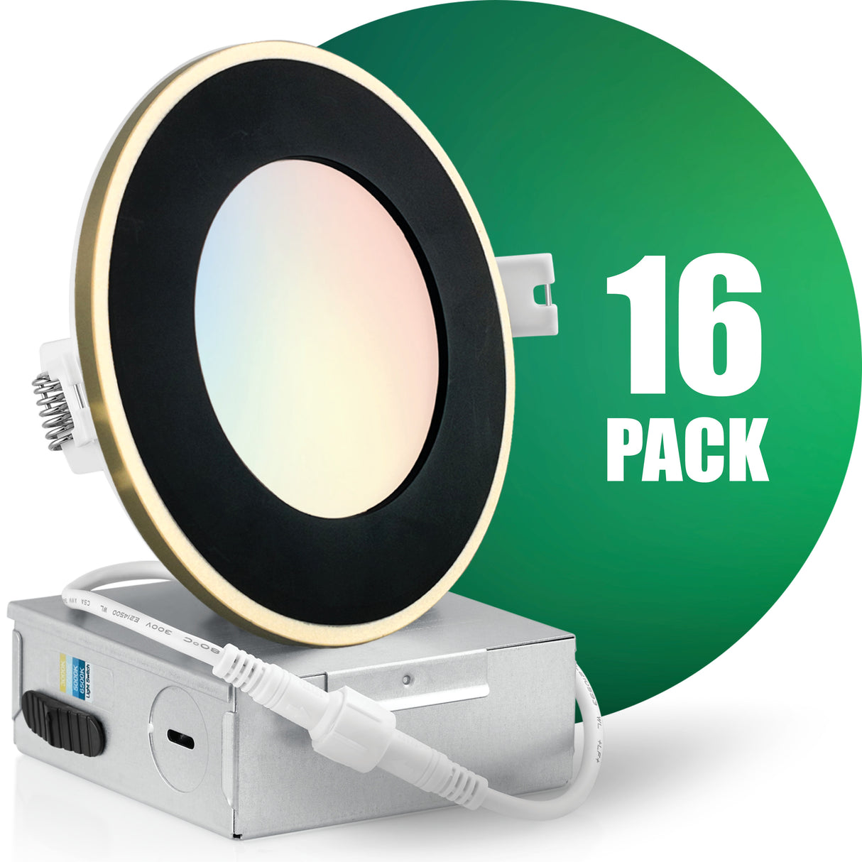 4 Inch Recessed LED Lighting, Slim, 4CCT Color Selectable from Wall Switch, Wet Rated