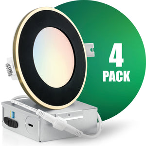 4 Inch Recessed LED Lighting, Slim, 4CCT Color Selectable from Wall Switch, Wet Rated