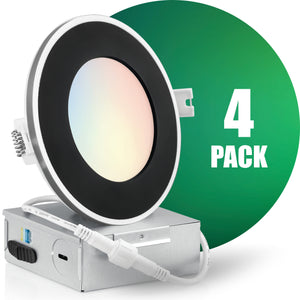 4 Inch Recessed LED Lighting, Slim, 4CCT Color Selectable from Wall Switch, Wet Rated