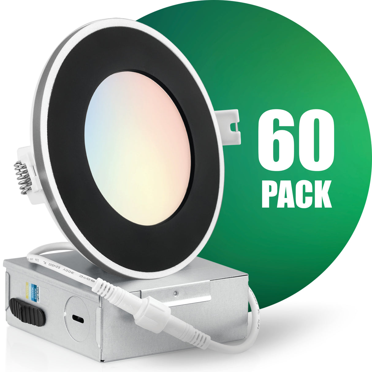 4 Inch Recessed LED Lighting, Slim, 4CCT Color Selectable from Wall Switch, Wet Rated