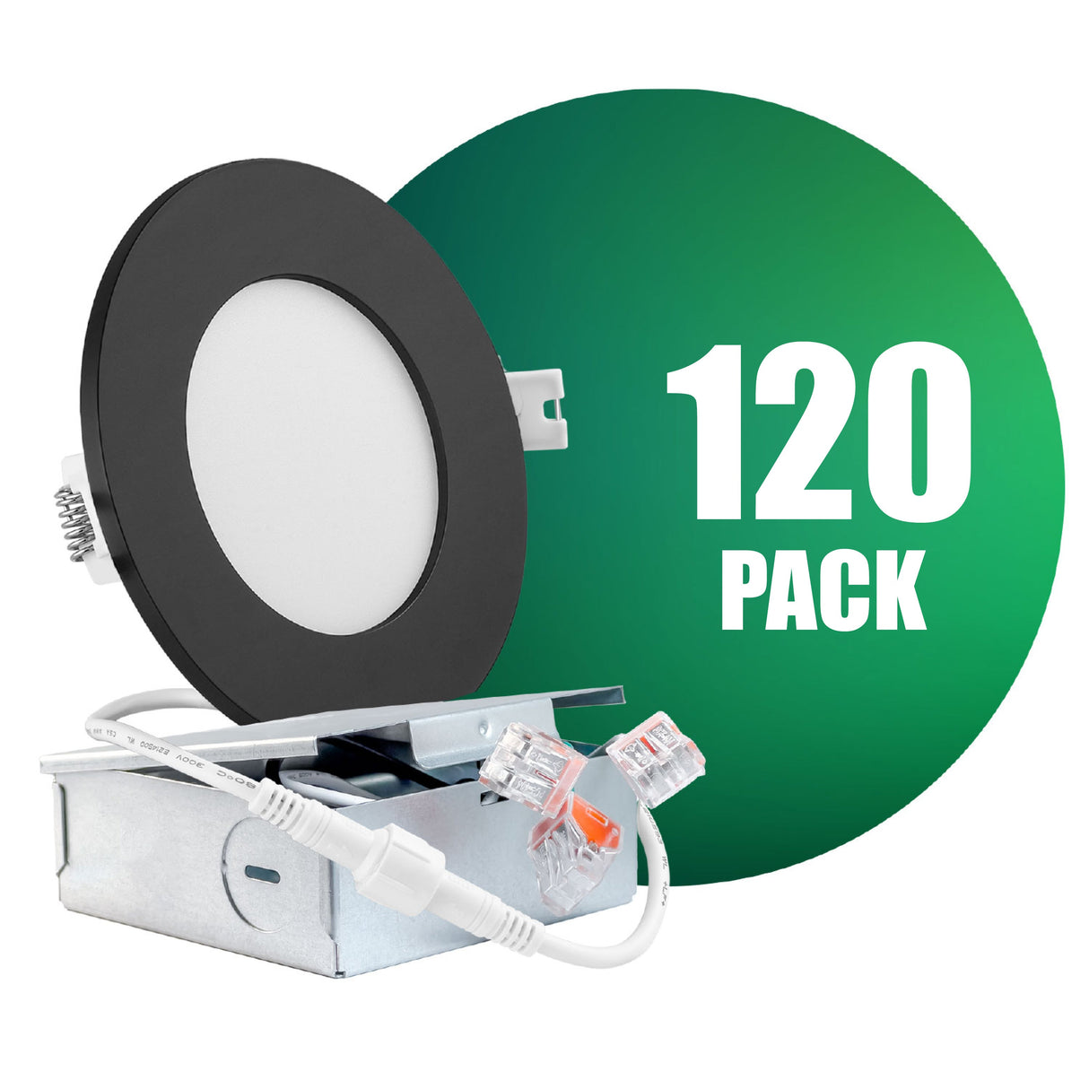 4 Inch Recessed LED Lighting, Slim, Single CCT, Black Trim