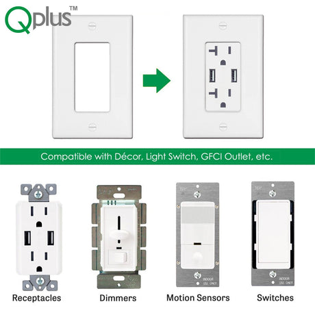 Compatible with Light Switch, GFCI Outlet, Receptacles, Dimmers, Motion Sensors etc.