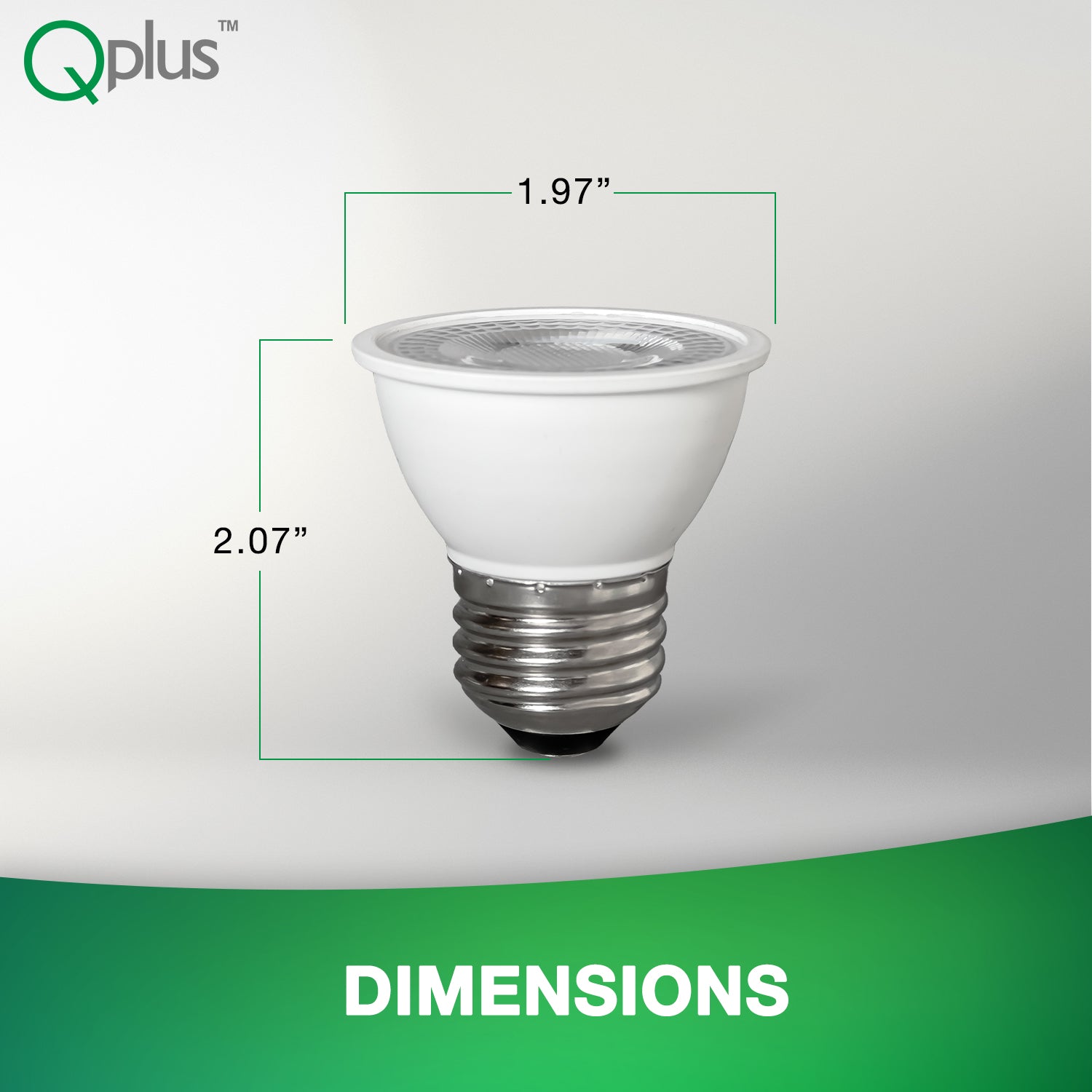 QPlus PAR16 LED Recessed Light Bulb, 7W, 500LM,  1CCT(2700K/3000K/4000K/5000K/6500K), Beam Angle 40°, Dimmable, E26 Medium  Screw Base, Short Neck, 