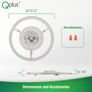 QPlus LED Circular Module Panel, Replacement Light, 12.2 Inch, 42W, 4000LM, 3CCT(3000K/4000K/5000K), Dimmable, Compatible with 17-20 Inch Flush Mount Lighting Fixtures, Energy Star Certified, UL Listed, 5 Year Warranty