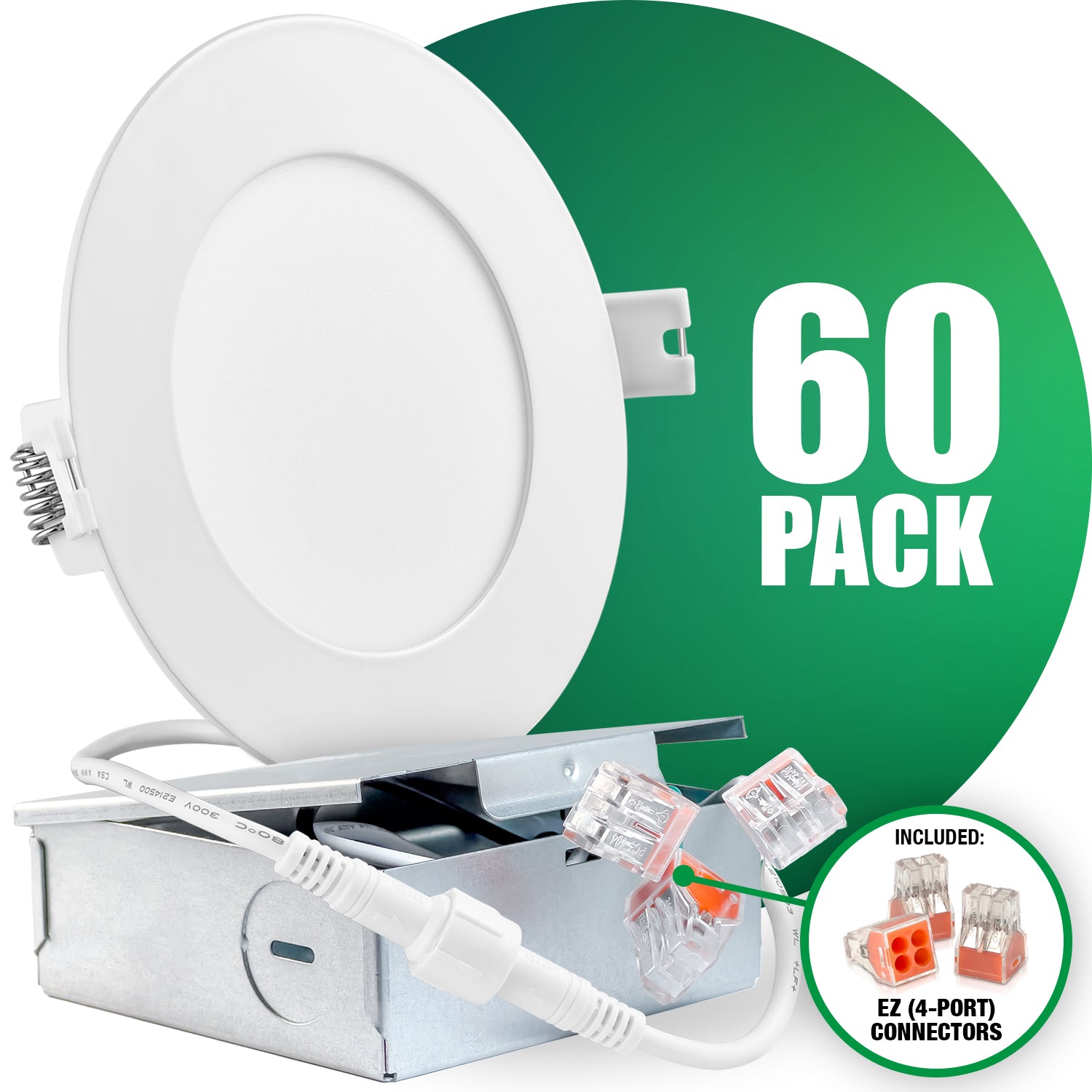 QPlus 4 Inch Slim Recessed LED Pot Lights For Dry & Wet Location white