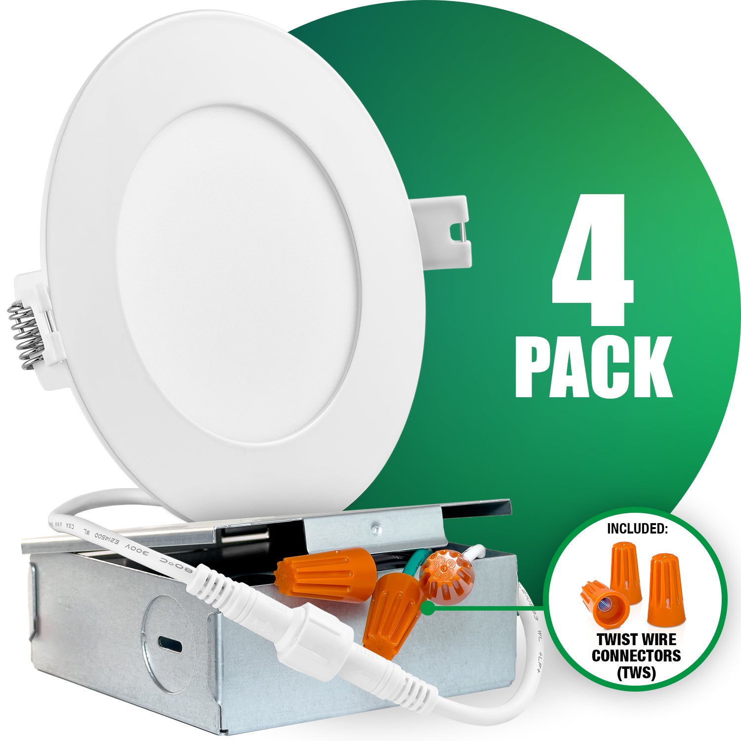 QPlus 4 Inch Slim Recessed LED Pot Lights For Dry & Wet Location white ...