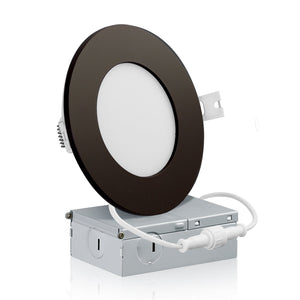 4 Inch Recessed LED Lighting, Slim, Single CCT, Brown Trim