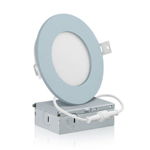 Charger l&#39;image dans la galerie, QPlus Lampe LED à panneau mince de 4 po, 10 W, 750 lm, intensité variable, garniture bleue 