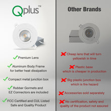 Charger l&#39;image dans la galerie, QPlus LED Recessed/Rotatable Airtight Gimbal Pot Light, Narrow Gap, 4 Inch, 10W, 750LM, Single CCT with The Metal Junction Box, Beam Angle 40°, Dimmable, Energy Star Certified, ETL Listed, IC-Rated, Damp Location, 5 Year Warranty