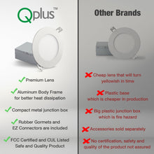 Load image into Gallery viewer, QPlus LED Recessed/Slim Smart Pot Light (WiFi - No Hub), 4 Inch, 10W, 750LM, RGB 16 million colors &amp; Tunable White 2700K to 6500K with the Metal Junction Box, Beam Angle 140°, Dimmable, Energy Star Certified, ETL Listed, Wet Rated, 5 Year Warranty
