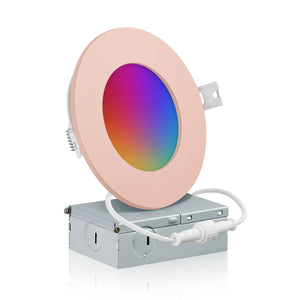 4 Inch Smart Recessed LED Lighting, Slim, WiFi-No Hub, RGB 16 Million Colors & Tunable White (2700K-6500K), Wet Rated, Works with Alexa & Google Assistant