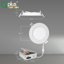 Charger l&#39;image dans la galerie, QPlus LED Recessed/Slim Airtight Pot Light, 4 Inch, 10W, 750LM, 4CS (3000K/4000K/5000K/6500K/Switch) with The Metal Junction Box, Beam Angle 140°, Dimmable, Energy Star Certified, ETL Listed, IC-Rated, Wet Rated, 5 Year Warranty