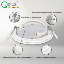 Charger l&#39;image dans la galerie, QPlus LED Recessed/Slim Airtight Pot Light, 4 Inch, 10W, 750LM, 4CS (3000K/4000K/5000K/6500K/Switch) with The Metal Junction Box, Beam Angle 140°, Dimmable, Energy Star Certified, ETL Listed, IC-Rated, Wet Rated, 5 Year Warranty
