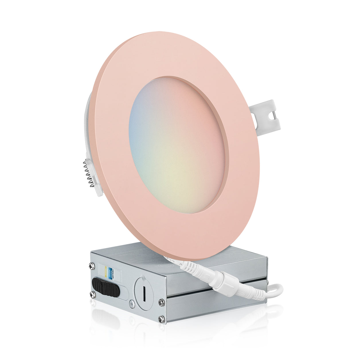 QPlus Lampe LED encastrable fine de 10,2 cm avec boîte de jonction en métal, 10 W, 750 lm, 4 CS (3 000 K/4 000 K/5 000 K/6 500 K/interrupteur), intensité variable, certifié Energy Star, répertorié ETL, classé IC, classé humide, garantie de 5 ans