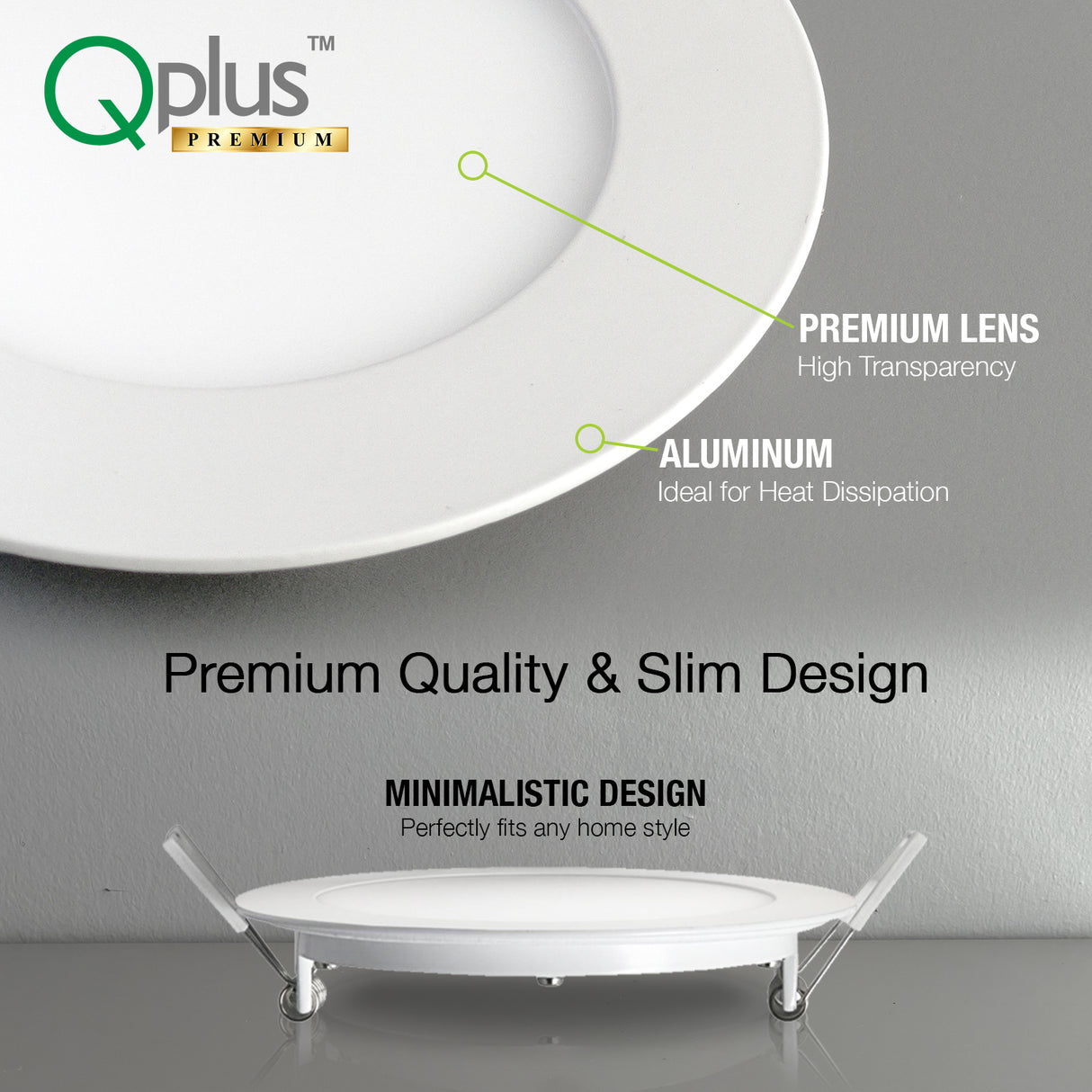 QPlus Lampe LED encastrable fine de 10,2 cm avec boîte de jonction en métal, 10 W, 750 lm, 4 CS (3 000 K/4 000 K/5 000 K/6 500 K/interrupteur), intensité variable, certifié Energy Star, répertorié ETL, classé IC, classé humide, garantie de 5 ans