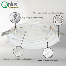 Charger l&#39;image dans la galerie, QPlus LED Recessed/Slim Airtight Pot Light, 4 Inch, 10W, 750LM, 3CCT(3000K/4000K/5000K/Blue) with The Metal Junction Box, Beam Angle 140°, Dimmable, Energy Star Certified, ETL Listed, IC-Rated, Damp Location, 5 Year Warranty, White Trim