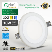 Load image into Gallery viewer, QPlus LED Recessed/Slim Airtight Pot Light, 4 Inch, 10W, 750LM, 3CCT(3000K/4000K/5000K/Blue) with The Metal Junction Box, Beam Angle 140°, Dimmable, Energy Star Certified, ETL Listed, IC-Rated, Damp Location, 5 Year Warranty, White Trim