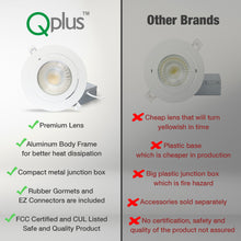 Load image into Gallery viewer, QPlus LED Recessed/Rotatable Gimbal Pot Light, 6 Inch, 13W, 1050LM, Single CCT with The Metal Junction Box, Beam Angle 40°, Dimmable, Energy Star Certified, ETL Listed, IC-Rated,  Damp Location, 5 Year Warranty