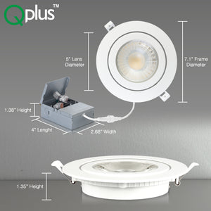 6 Inch Recessed LED Lighting, Gimbal, Single CCT