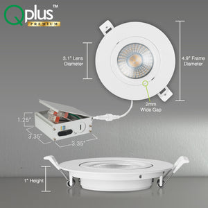 4 Inch Narrow Gap Recessed LED Lighting, Gimbal, 4CCT Color Selectable from Wall Switch, Wet Rated