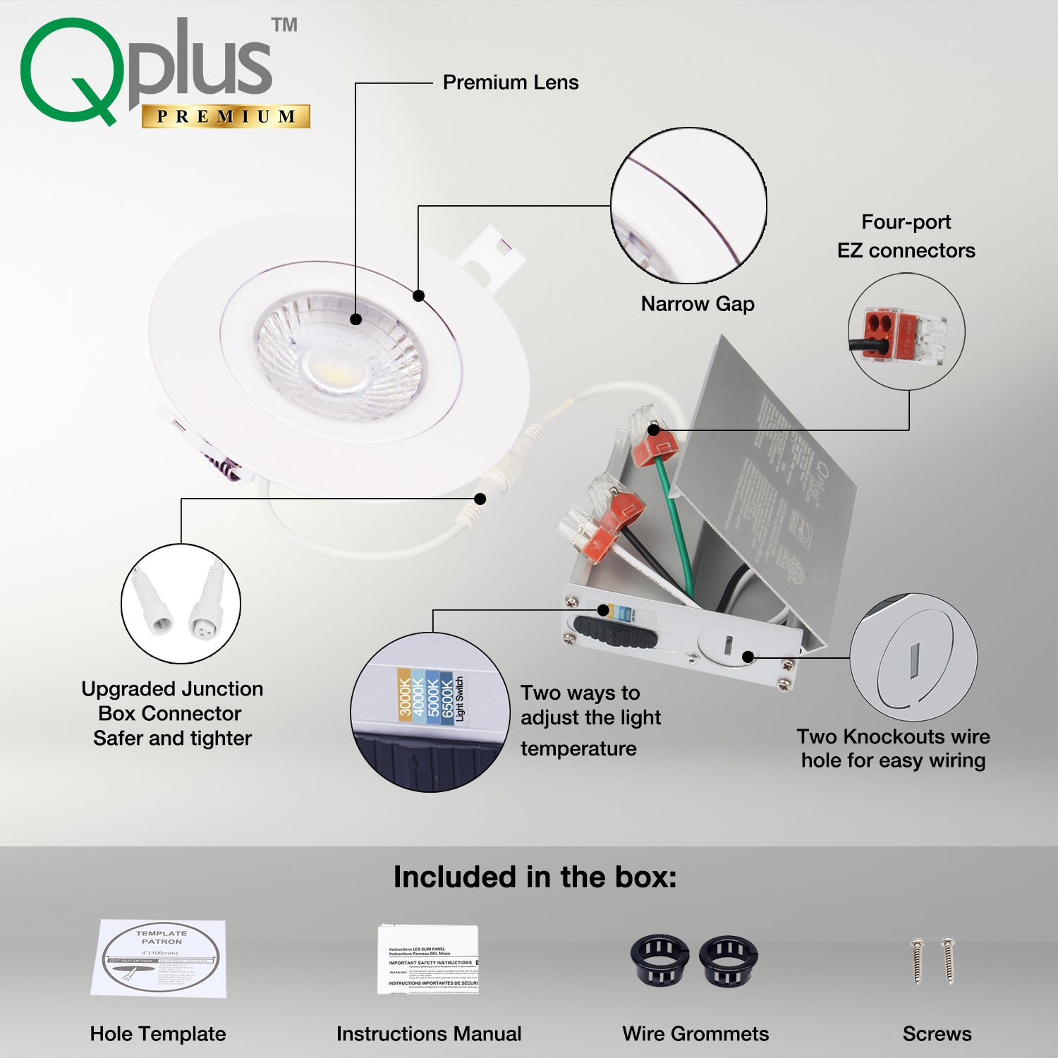 Lampes LED encastrées minces QPlus de 4 pouces pour emplacements secs et  humides - Tailles multipack