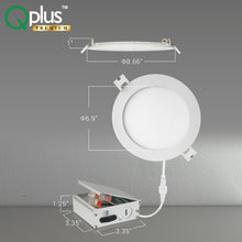 Charger l&#39;image dans la galerie, QPlus LED Recessed/Slim Airtight Pot Light, 8 Inch, 18W, 1400LM, 4CS(3000K/4000K/5000K/6500K/SWITCH), Beam Angle 140°, Dimmable, Energy Star Certified, ETL Listed, IC-Rated, Damp Location, 5 Year Warranty, White Trim